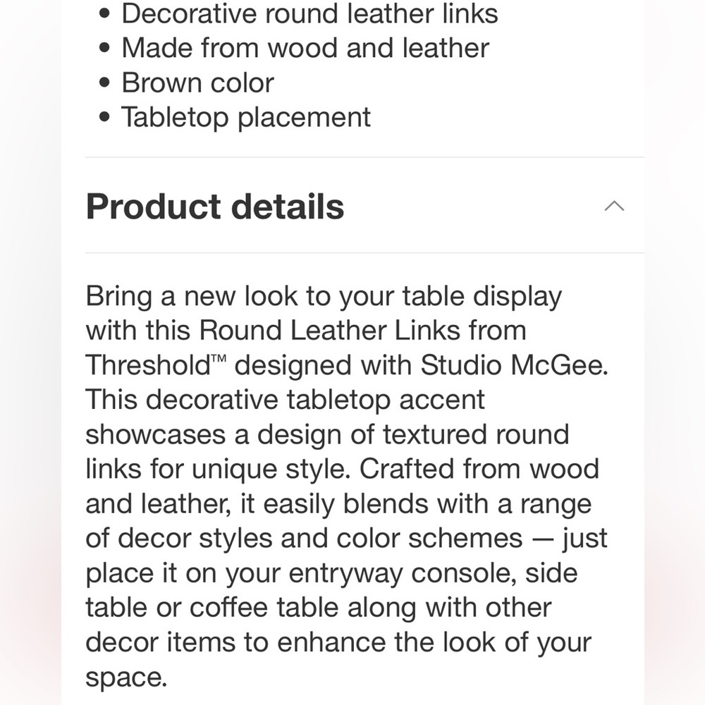 STUDIO MCGEE NEW round leather links -brown - Picture 5 of 6